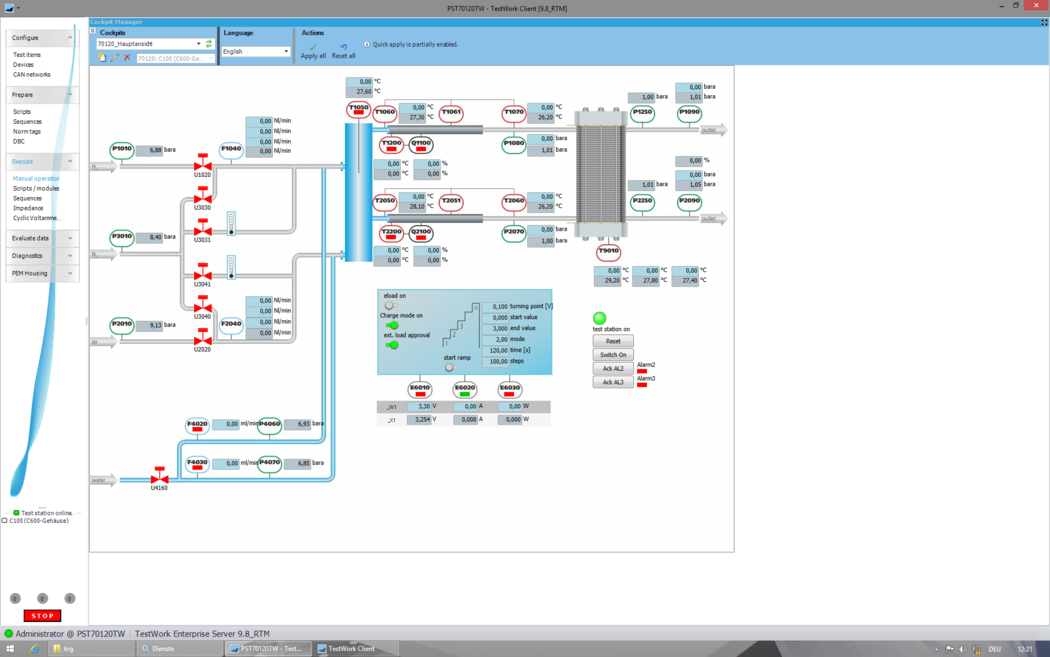 View of a Test Run Execution in HORIBA TestWork Automation Software